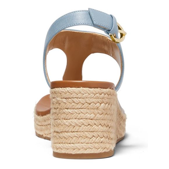 MICHAEL KORS Womens Blue Slingback Gold 1/2" Platform Laney Wedge Sandals 9 M - Picture 2 of 4